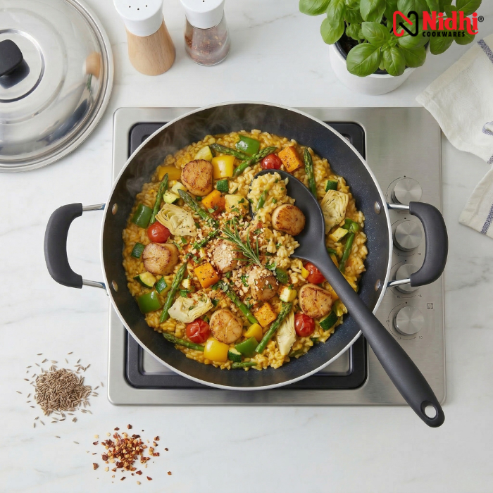 Deep Kadai with SS & Glass Lid