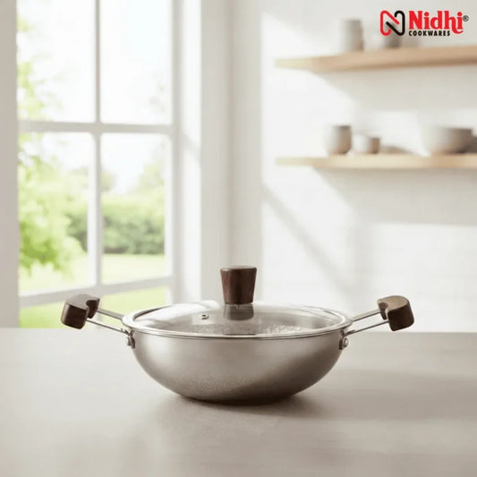 Triply Honey Comb Kadai with Wooden Handle