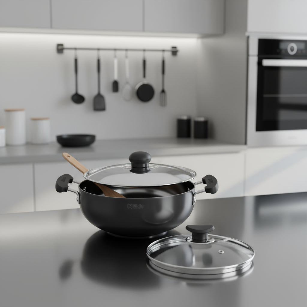 Hard Anodised Deep Kadai