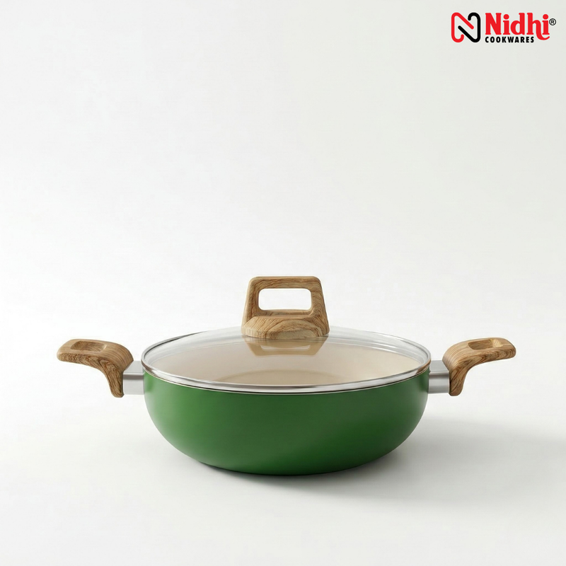 Ceramic Deep Kadai with Glass Lid