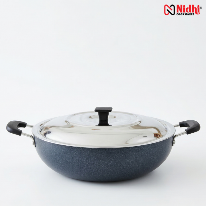 Deep Kadai with SS & Glass Lid