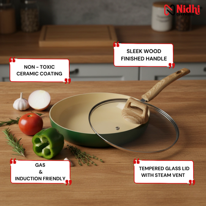 Ceramic Frypan with Glass Lid
