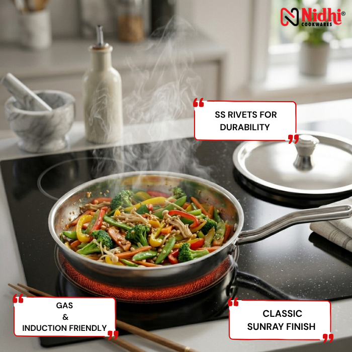 Tri-Ply Stainless Steel Fry Pan with SS Lid