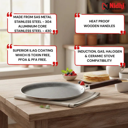 Triply Honey Comb Dosa Tawa with Wooden Handle