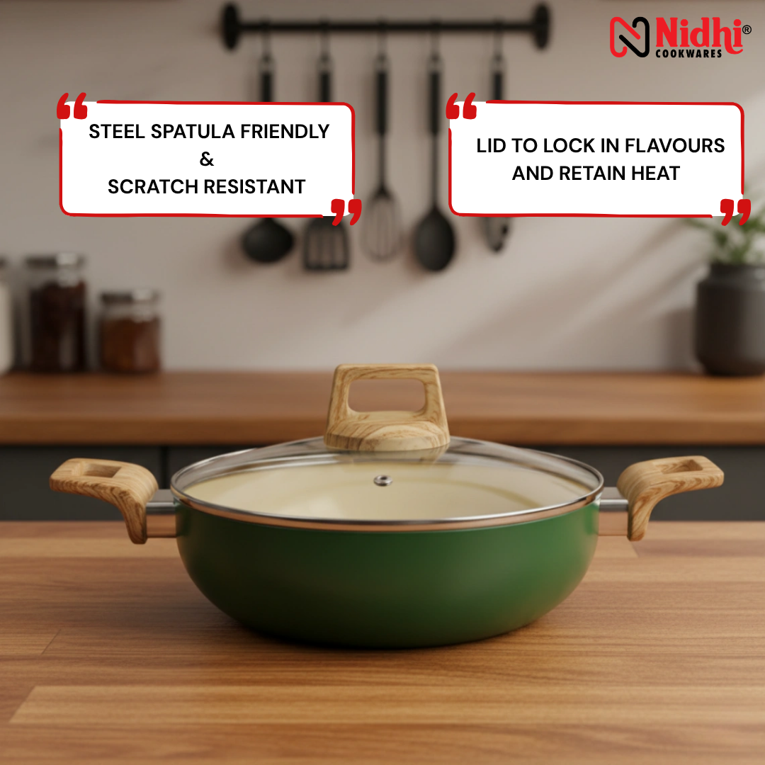 Ceramic Deep Kadai with Glass Lid