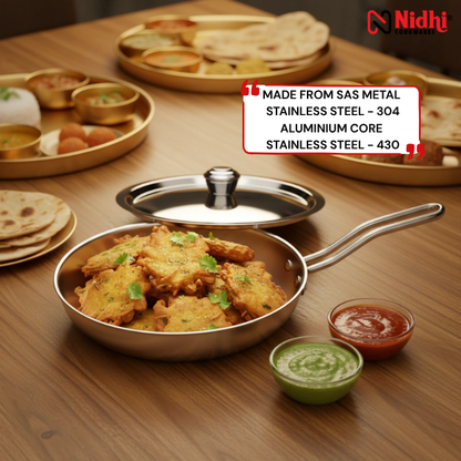 Tri-Ply Stainless Steel Fry Pan with SS Lid