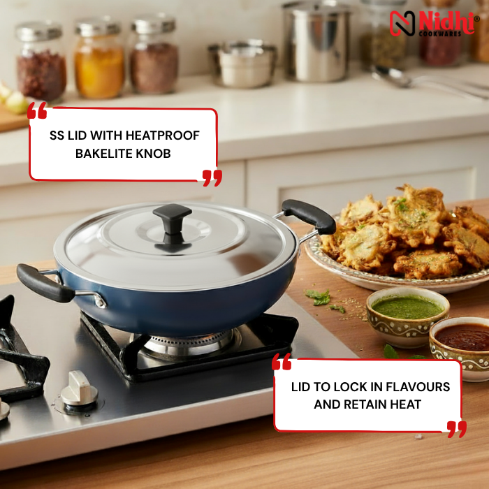 Deep Kadai with SS & Glass Lid