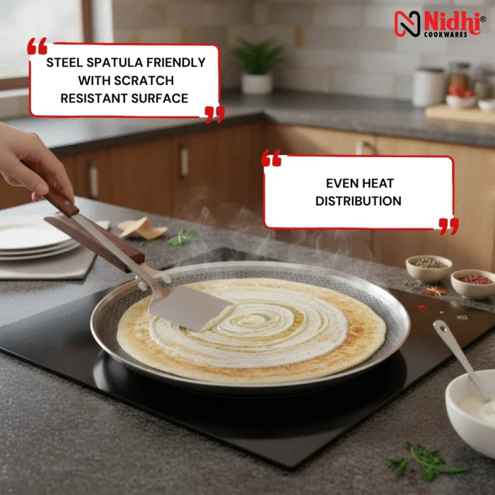 Triply Honey Comb Dosa Tawa with Wooden Handle