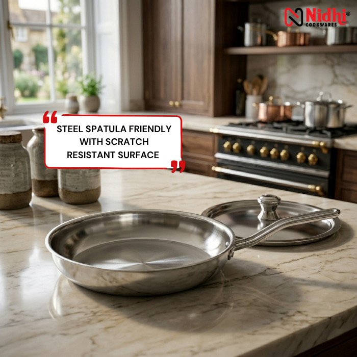 Tri-Ply Stainless Steel Fry Pan with SS Lid