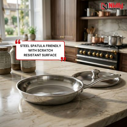 Tri-Ply Stainless Steel Fry Pan with SS Lid