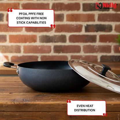 Deep Kadai with SS & Glass Lid