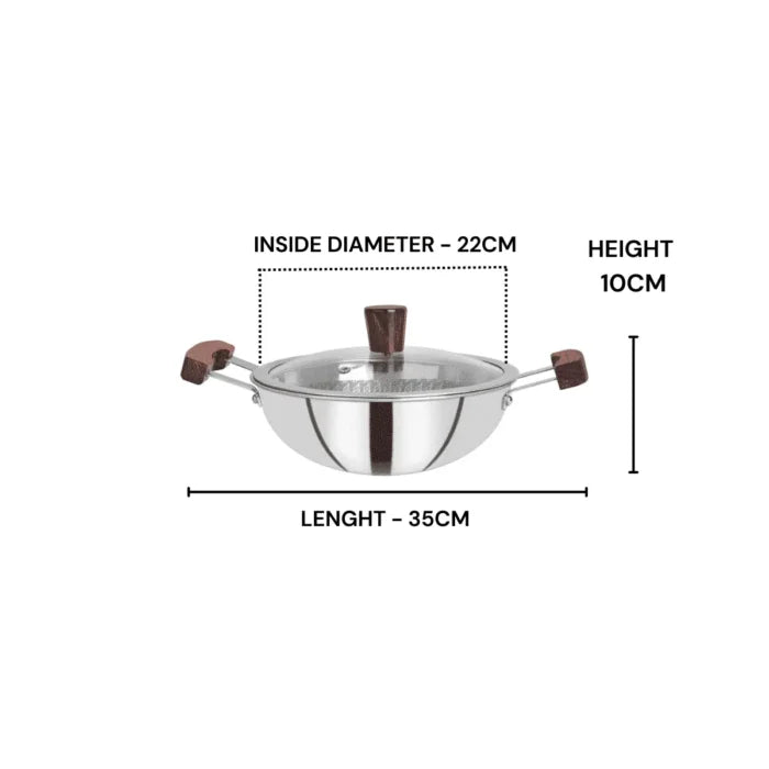 Triply Honey Comb Kadai with Wooden Handle