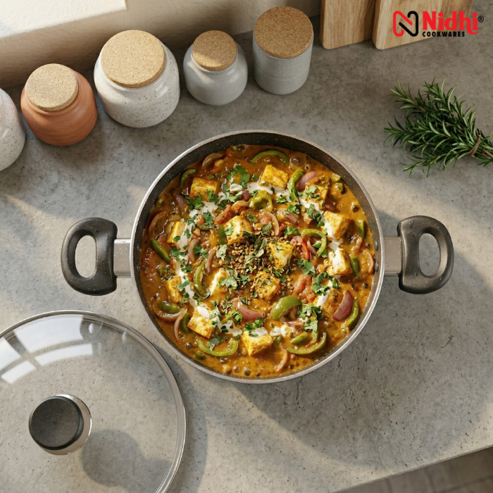Deep Kadai with Glass Lid