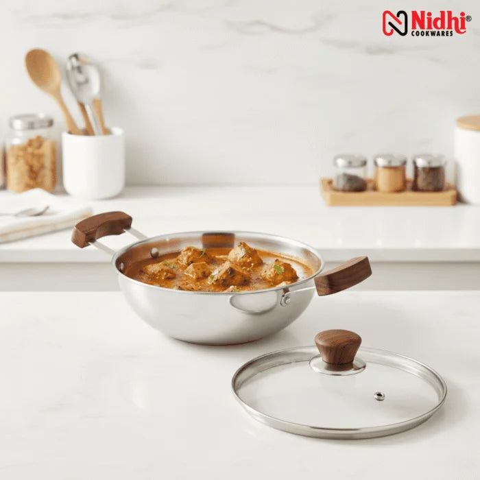 Triply Honey Comb Kadai with Wooden Handle