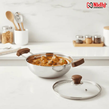 Triply Honey Comb Kadai with Wooden Handle