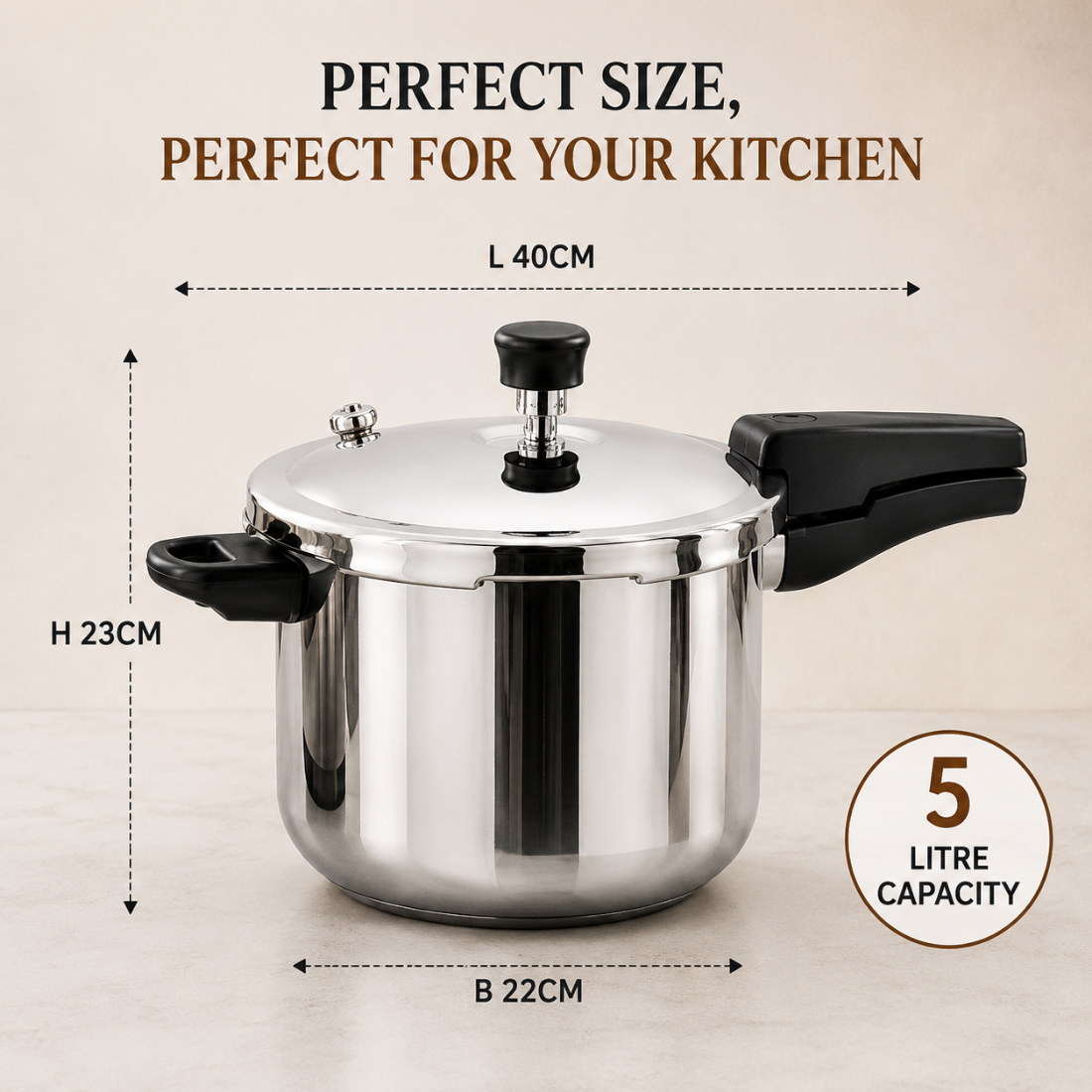 Triply Stainless Steel Pressure Cooker Combo Set of 3 (2L, 3L & 5L) with Outer Lid