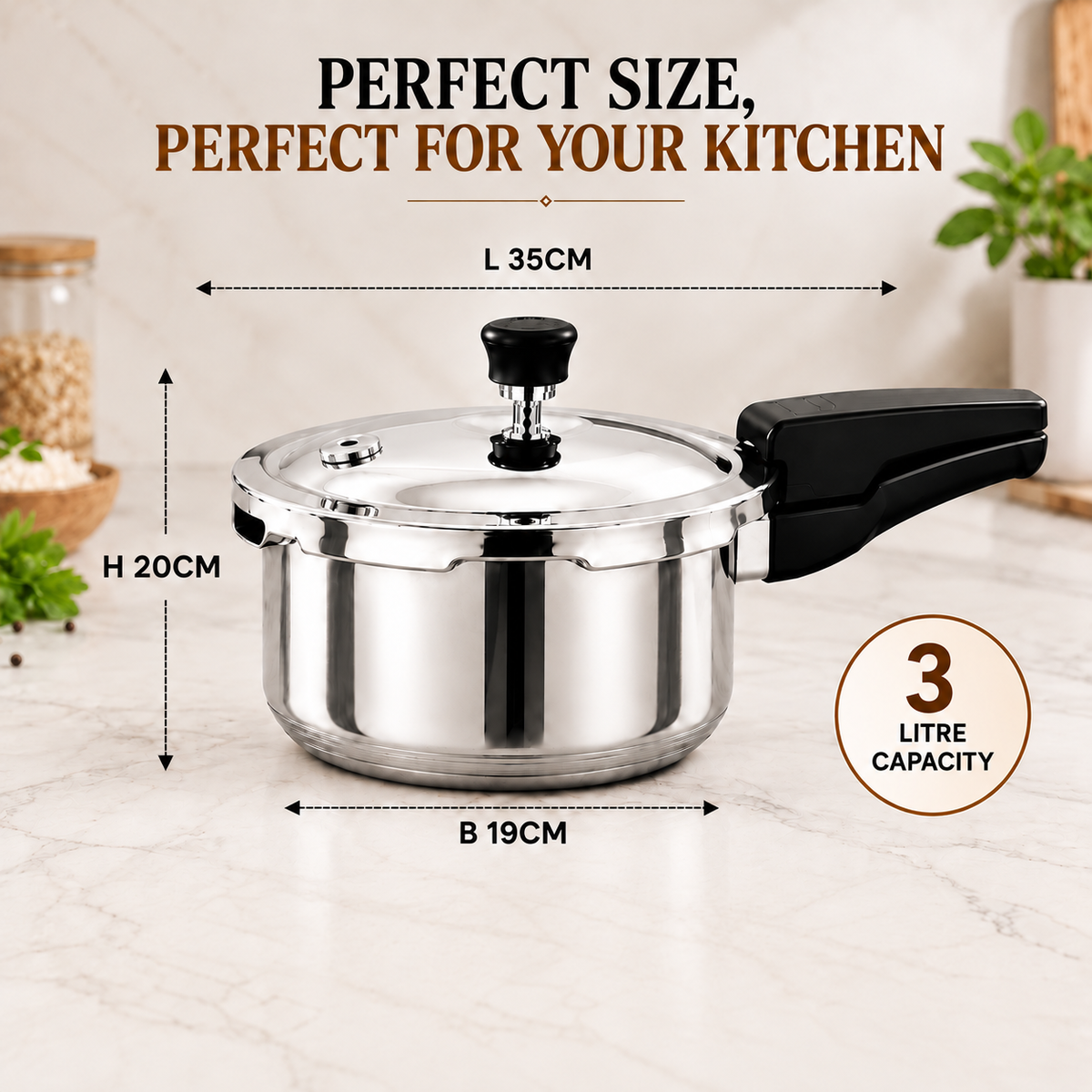 Triply Stainless Steel Pressure Cooker Combo Set of 2, 2 Litre & 3 Litre, Outer Lid, Gas & Induction Compatible