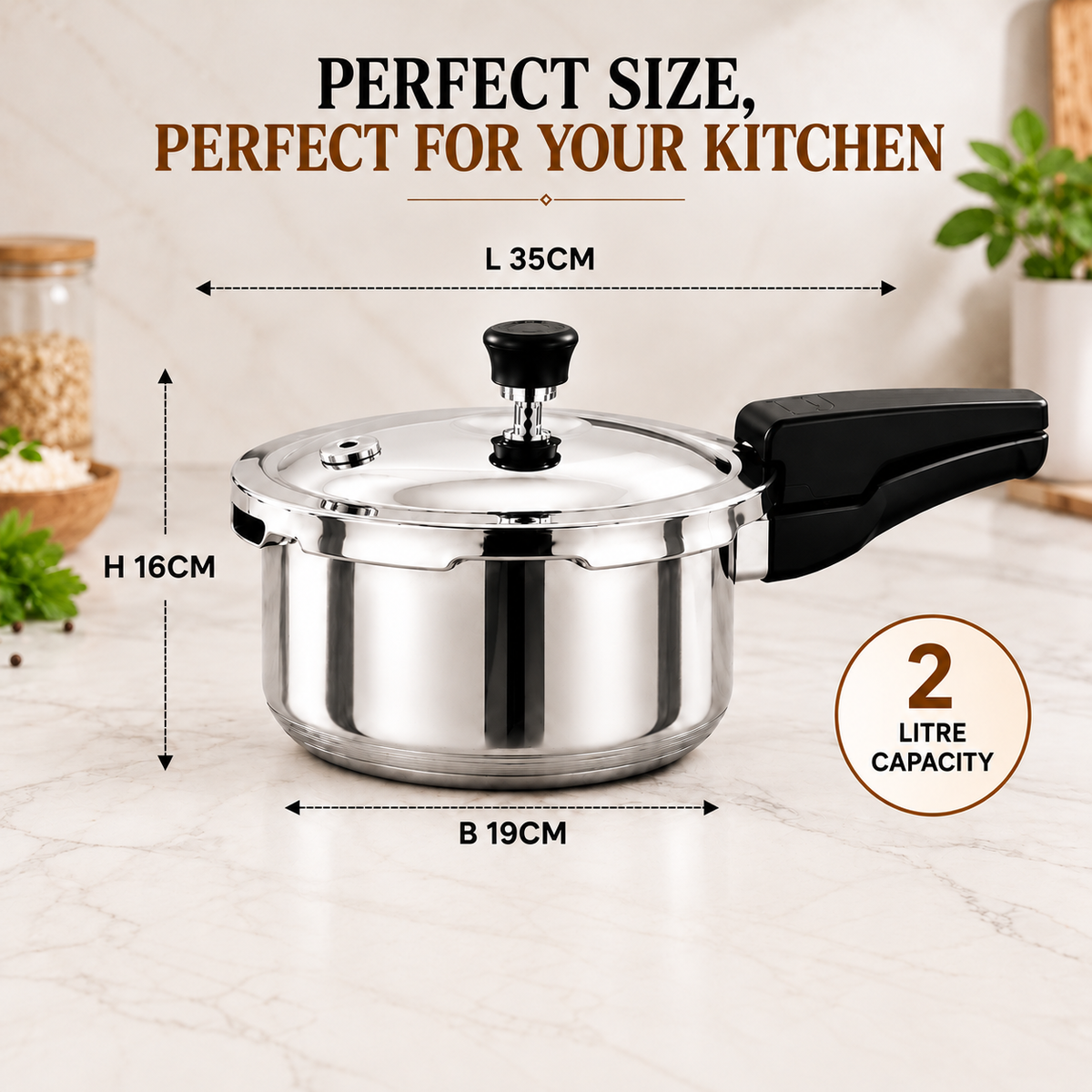 Triply Stainless Steel Pressure Cooker Combo Set of 2, 2 Litre & 3 Litre, Outer Lid, Gas & Induction Compatible