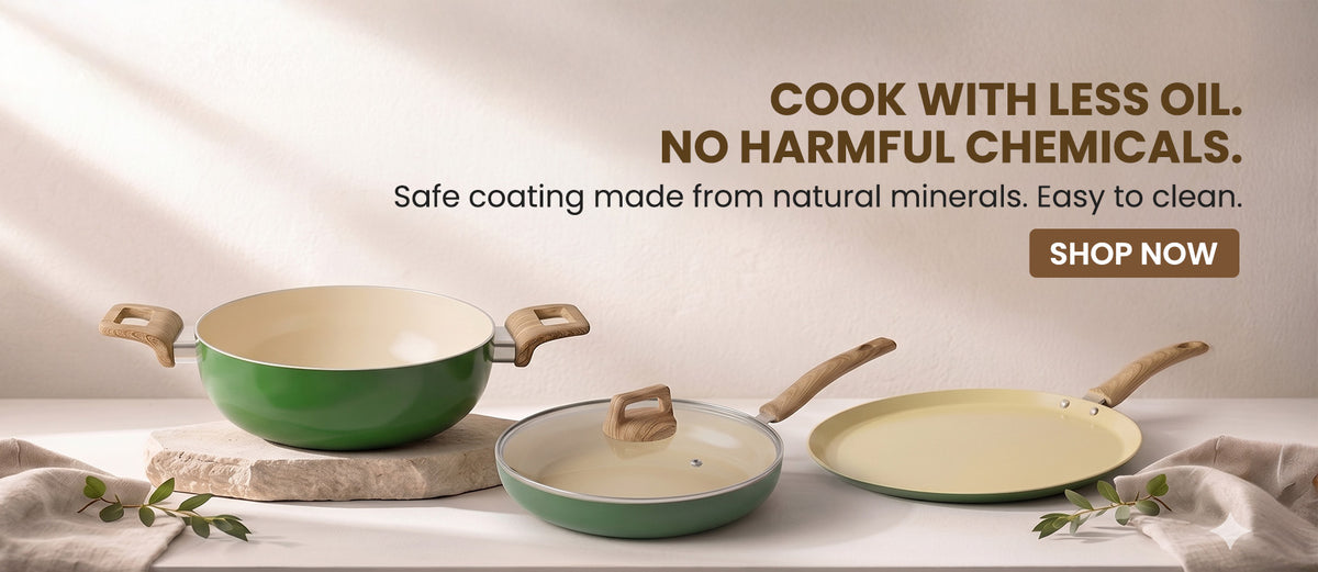 Nidhi Cookwares ceramic pots and pans for Indian kitchen