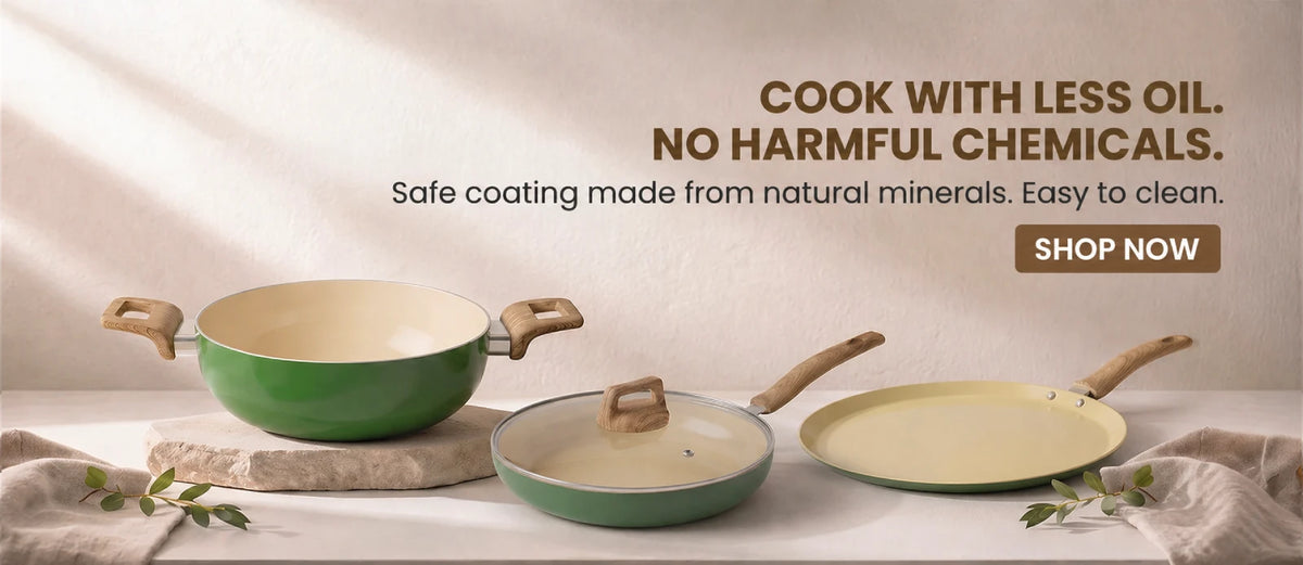 Nidhi Cookwares ceramic pots and pans for Indian kitchen