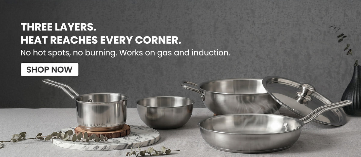 Nidhi Cookwares Trizek cookware collection for Indian kitchen