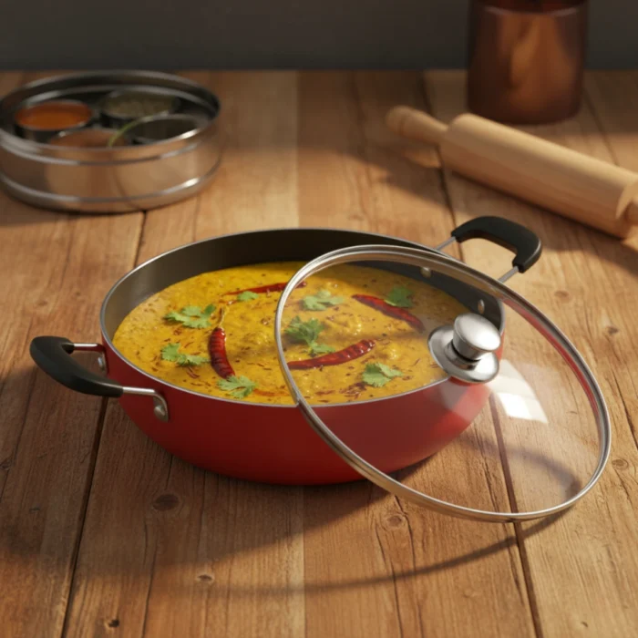 Non-Stick Kadai with Glass or SS Lid – 24/26 cm, Induction & Gas Compatible, 3.25 mm Thick - Image 2