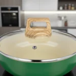 Ceramic Deep Kadai with Glass Lid, 3 mm Thick, Induction & Gas Compatible (22/24/26 cm) - Image 2