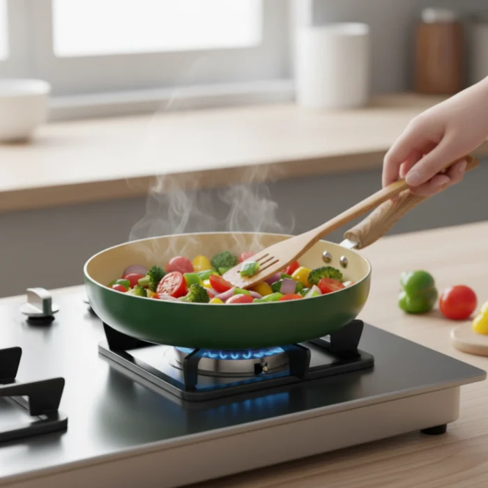 Ceramic Frypan with Glass Lid, PFOA & PFA Free, Induction base, 3 mm Thick, Eco-Friendly Cookware  (22/24/26 cm) - Image 1