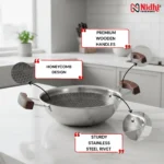 Triply Honey Comb Kadai with Wooden Handle 22 cm - Image 2