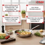 Triply Honey Comb Fry Pan with Wooden Handle 24 CM - Image 3