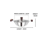 Triply Honey Comb Kadai with Wooden Handle 22 cm - Image 6