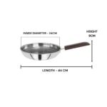 Triply Honey Comb Fry Pan with Wooden Handle 24 CM - Image 6