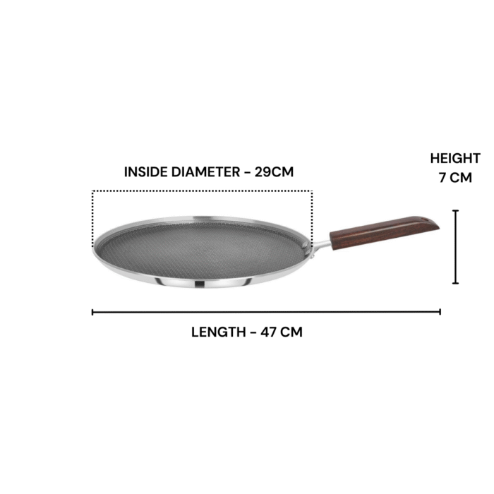 Triply Honey Comb Dosa Tawa with Wooden Handle 29 cm - Image 6