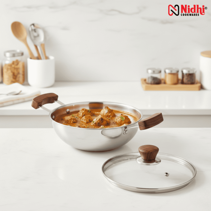 Triply Honey Comb Kadai with Wooden Handle 22 cm - Image 7